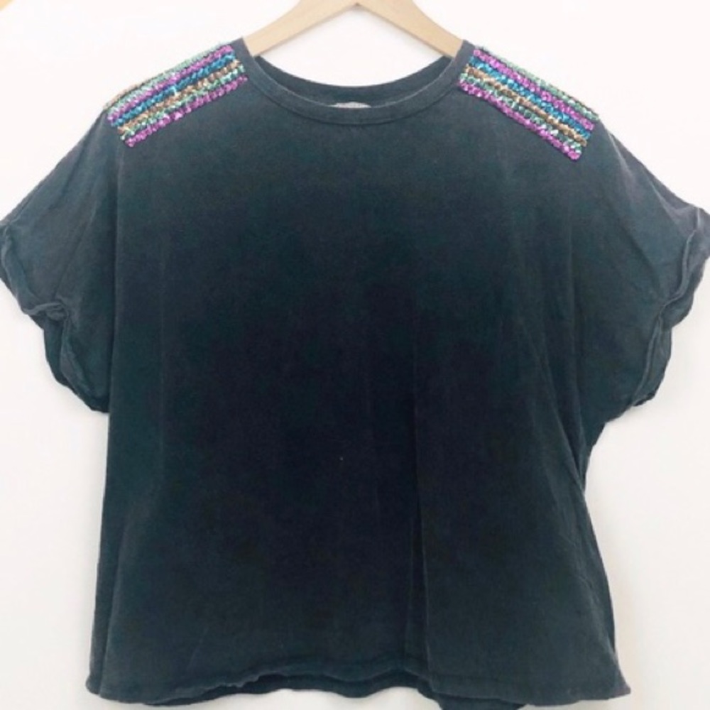 Zara Trafaluc Rainbow Sequin oversized top